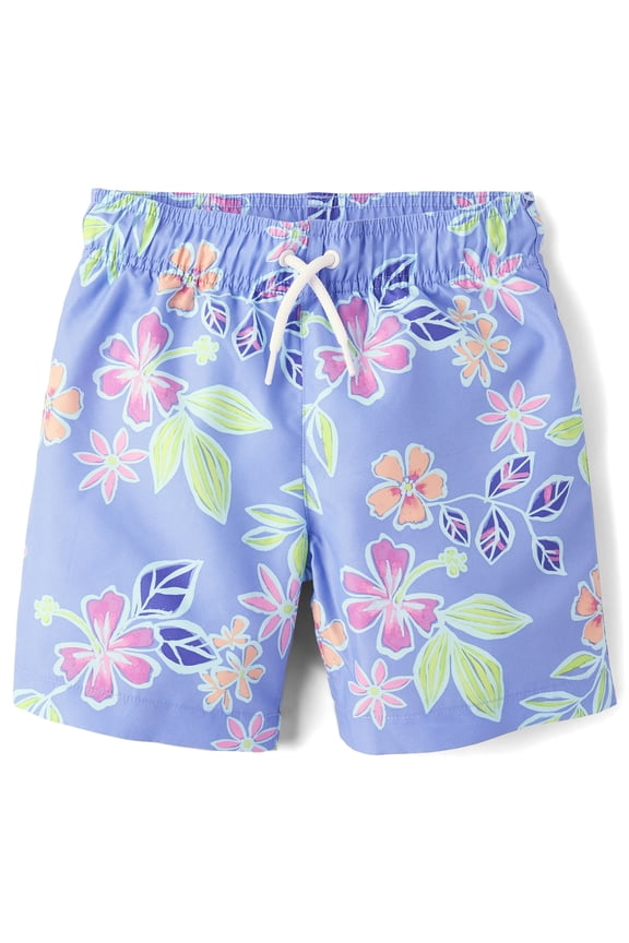 Boys Allover Print Swim Trunks, Sizes XS-XXL