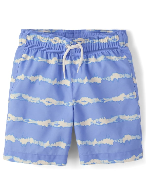 Boys Allover Stripe Swim Trunks, Sizes XS-XXL