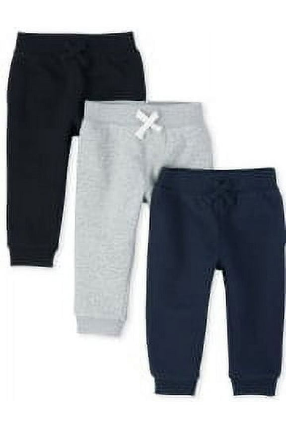 Boys Baby Toddler Jogger Sweatpants, 3-Pack, Sizes 2T-5T
