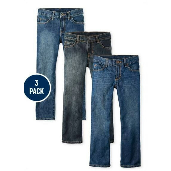 The Children's Place Boys Bootcut Denim Jeans, 3-Pack, Sizes 4-18