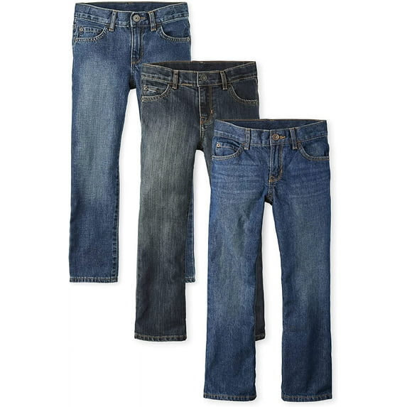 The Children's Place Boys Bootcut Denim Jeans, 3-Pack, Sizes 4-18