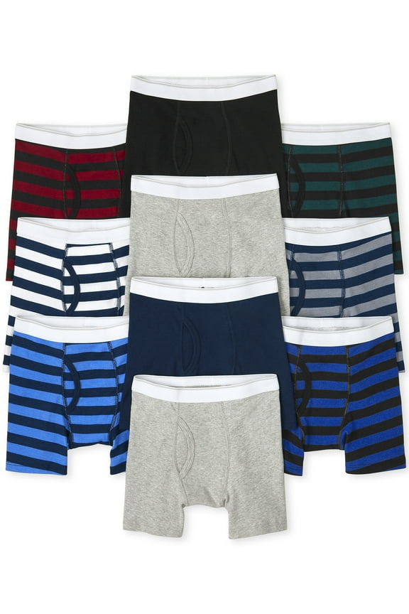 Boys Boxer Brief Underwear, 10-Pack, Sizes XS-XXL