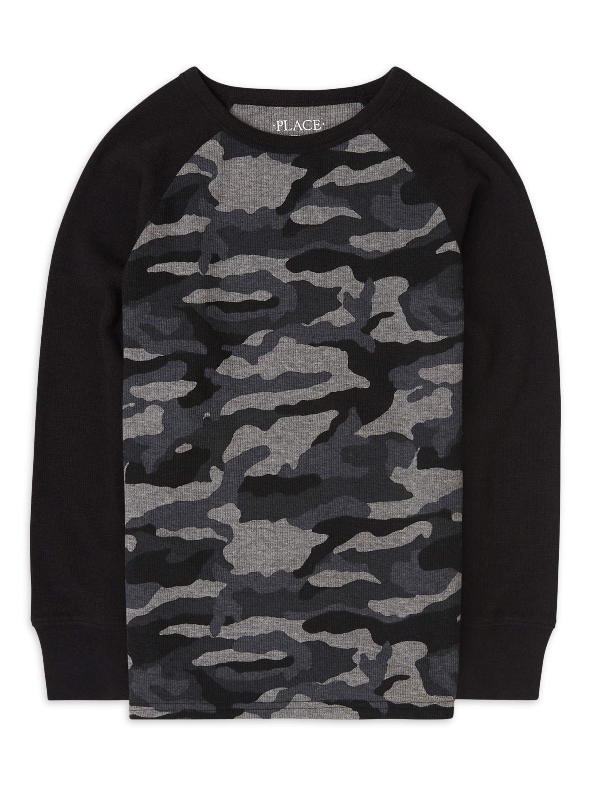 Boys Long Sleeve Camo Thermal Top  The Children's Place - GRAY STEEL
