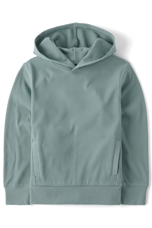 Boys Long Sleeve Active Sueded Rib Hoodie, Sizes XS-XXL