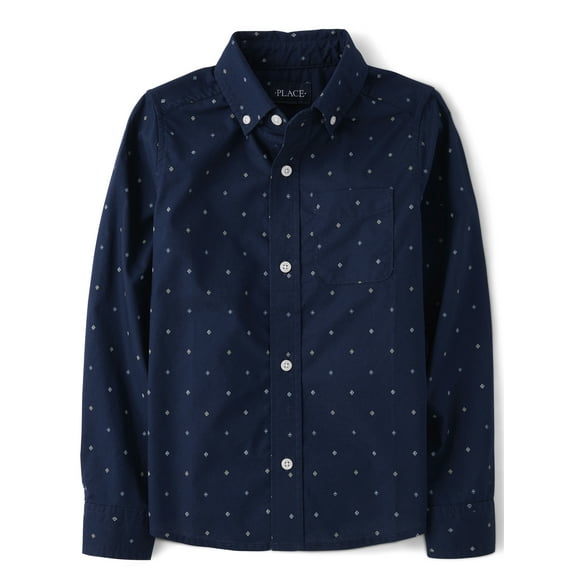 The Children's Place Boys Long Sleeve Button Up Woven Top, Sizes XS-XXL
