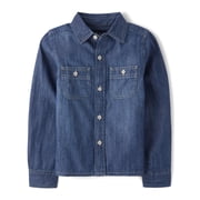 Boys Long Sleeve Chambray Button Up Shirt, Sizes S-XXL