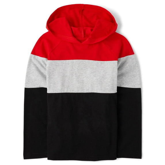 The Children's Place Boys Long Sleeve Colorblock Hooded Top, Sizes XS-XXL