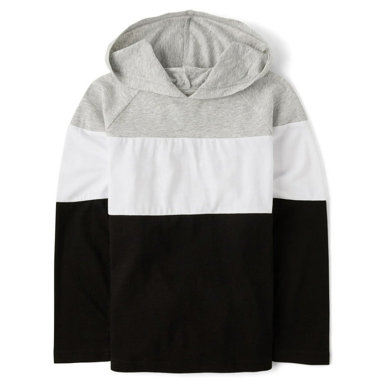 Short Colorblock Hooded Long Sleeve Sweatshirt Short Colorblock Hooded Long Sleeve Sweatshirt
