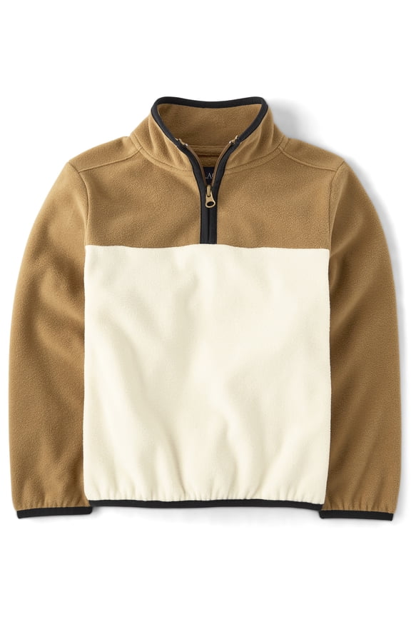 Boys Long Sleeve Colorblock Microfleece Half Zip Pullover, Sizes XS-XXL