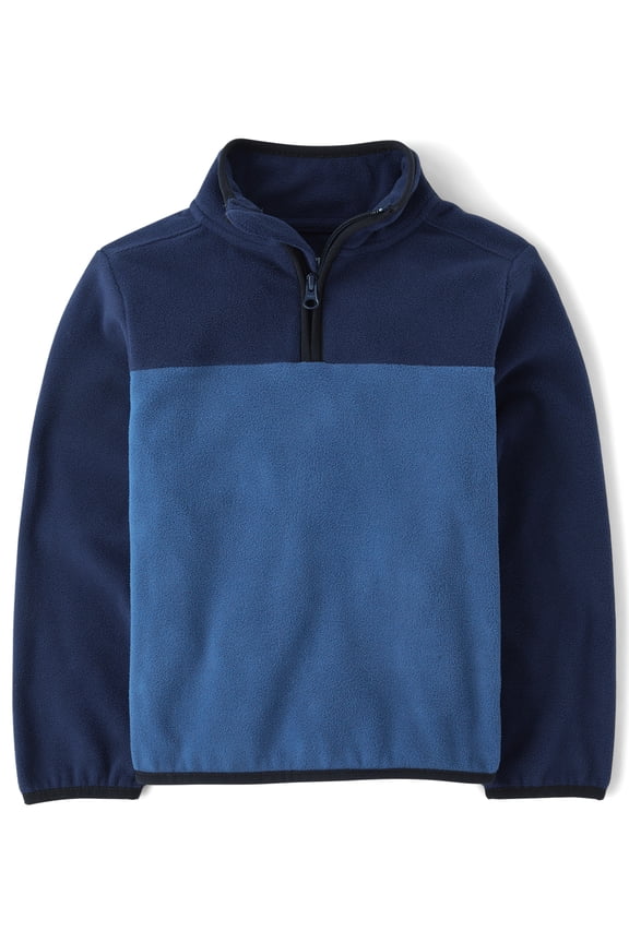 Boys Long Sleeve Colorblock Microfleece Half Zip Pullover, Sizes XS-XXL