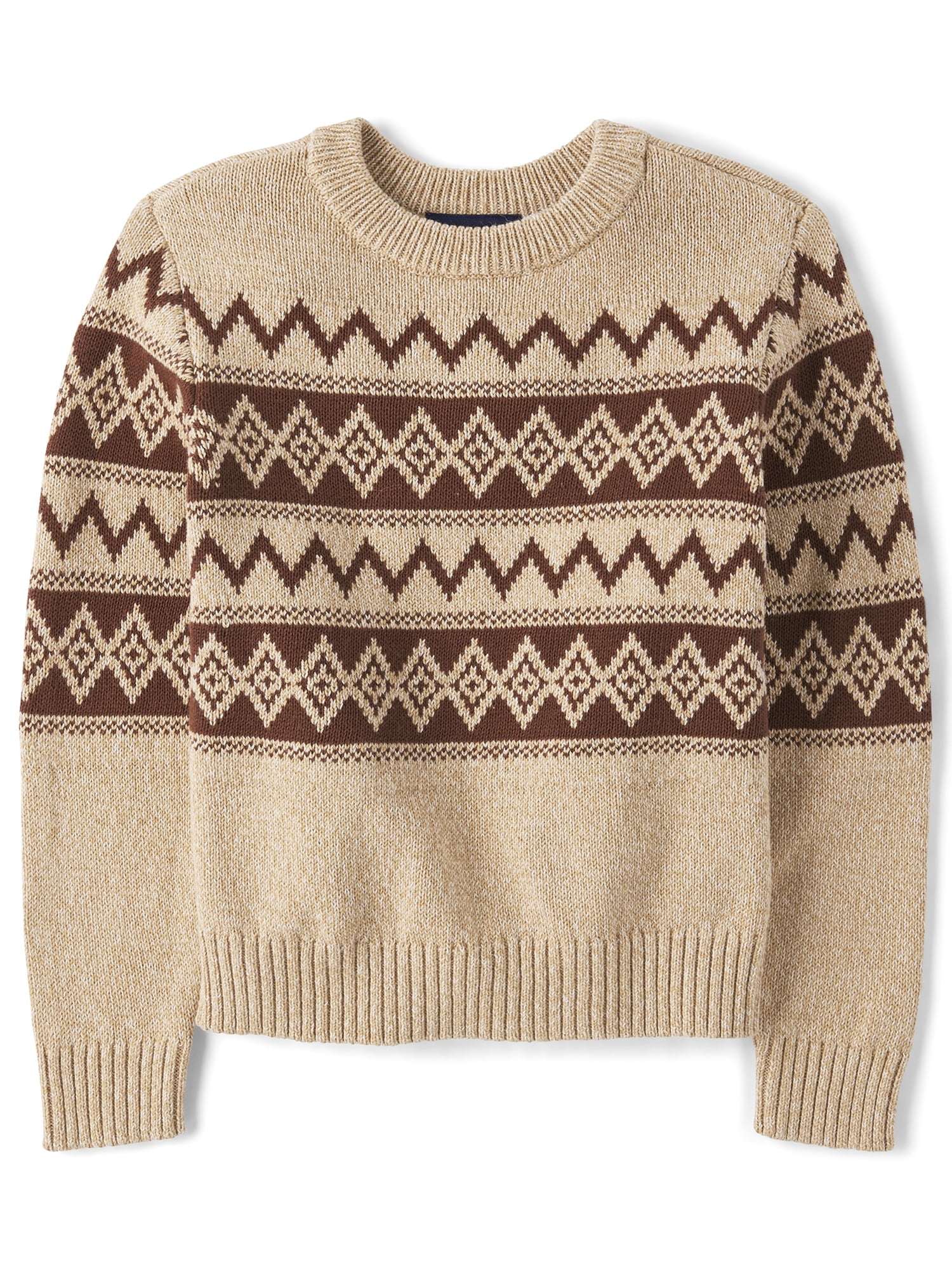 The Children's Place Boys Long Sleeve Crewneck Fairisle Sweater, Sizes S-XXL