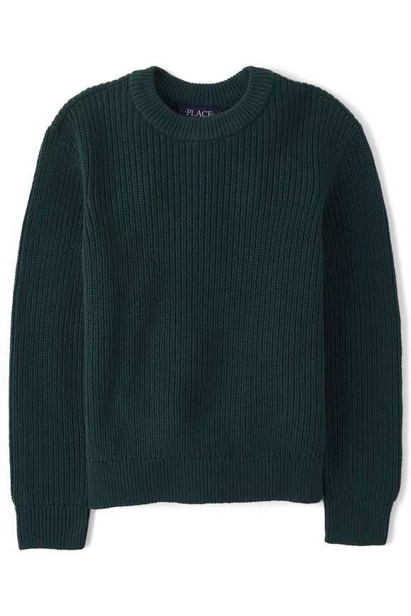 Boys Long Sleeve Crewneck Shaker Stitch Sweater, Sizes S-XXL