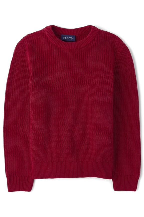 Boys Long Sleeve Crewneck Shaker Stitch Sweater, Sizes S-XXL