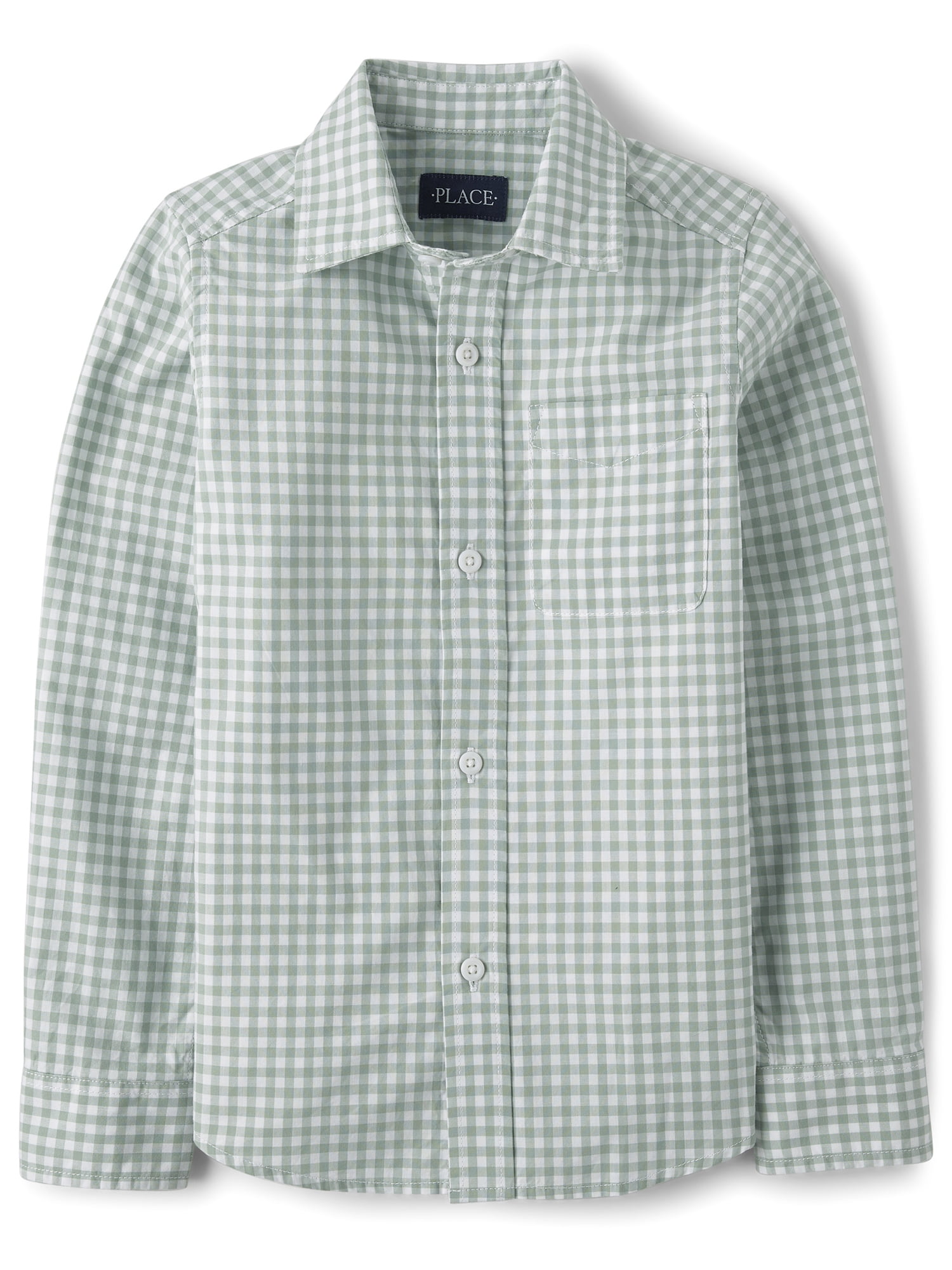 The Children's Place Boys Long Sleeve Gingham Poplin Button Up