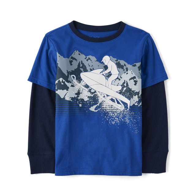 The Children's Place Boys Long Sleeve Graphic Two-fer T-Shirt, Sizes XS ...