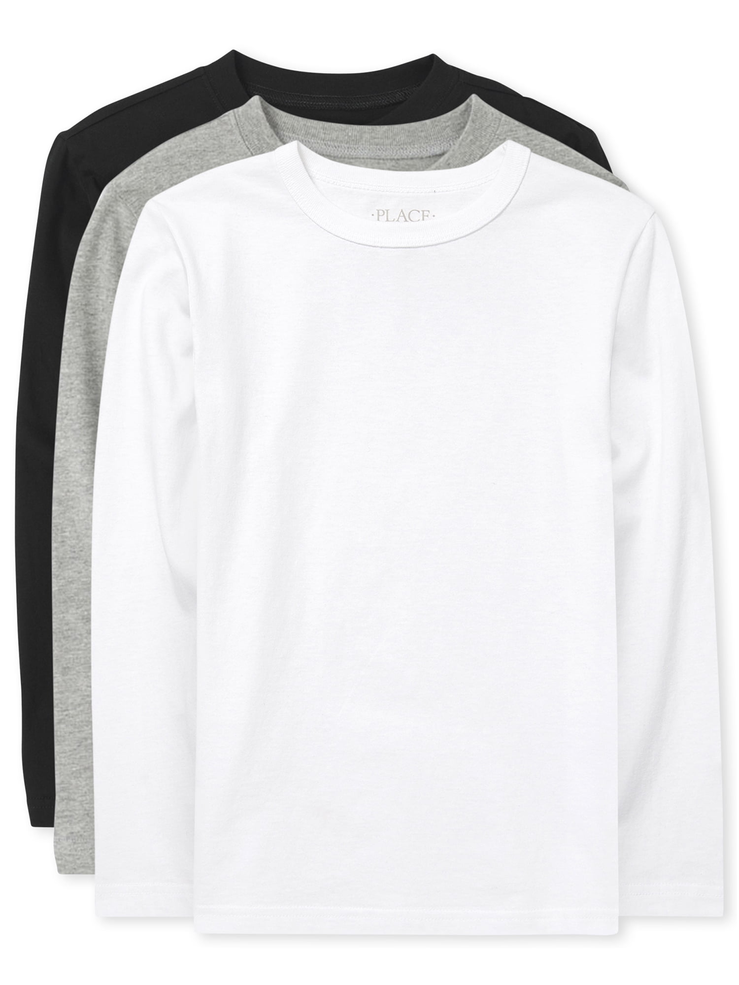 The Children's Place Boys Long Sleeve Layering T-Shirt, 3-Pack, Sizes XS-XXL
