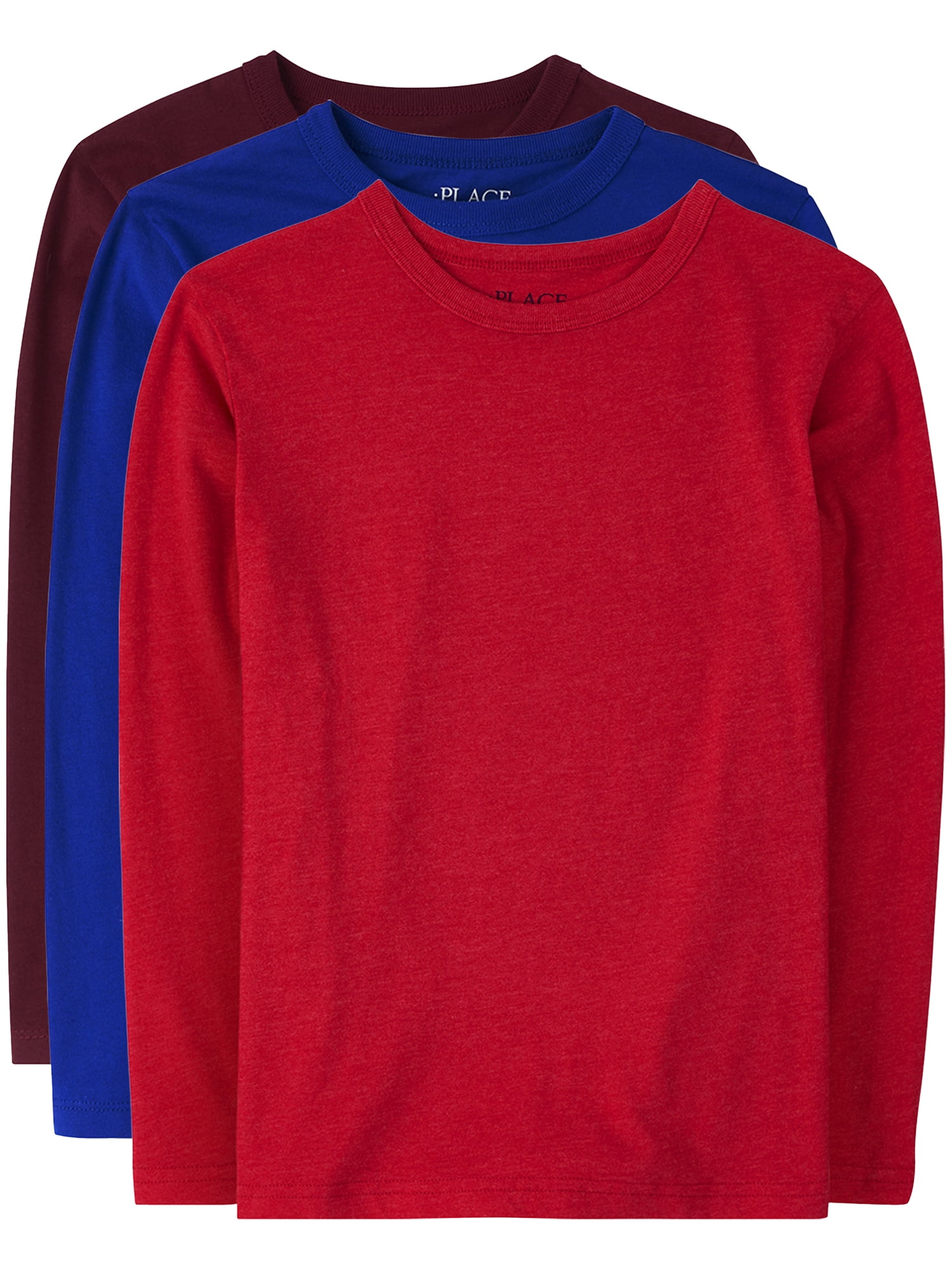 The Children's Place Boys Long Sleeve Layering T-Shirt, 3-Pack, Sizes XS-XXL