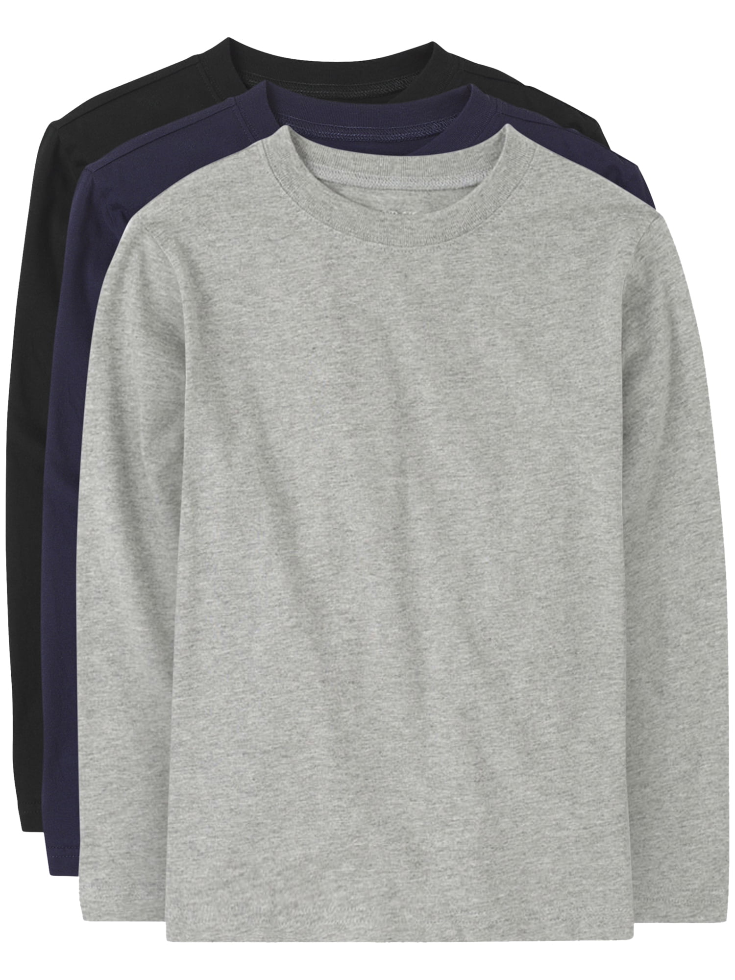 The Children's Place Boys Long Sleeve Layering T-Shirt, 3-Pack, Sizes XS-XXL