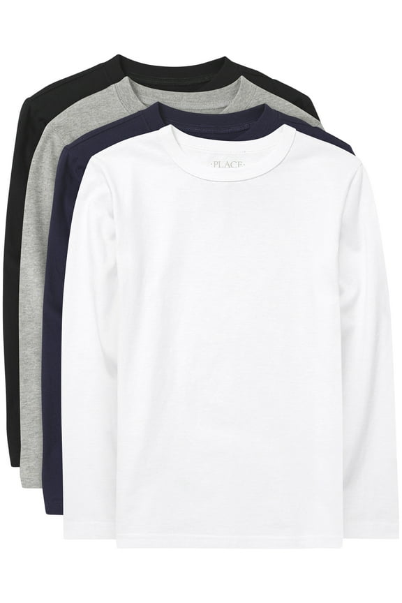 Boys Long Sleeve Layering T-Shirt, 4-Pack, Sizes XS-XXL