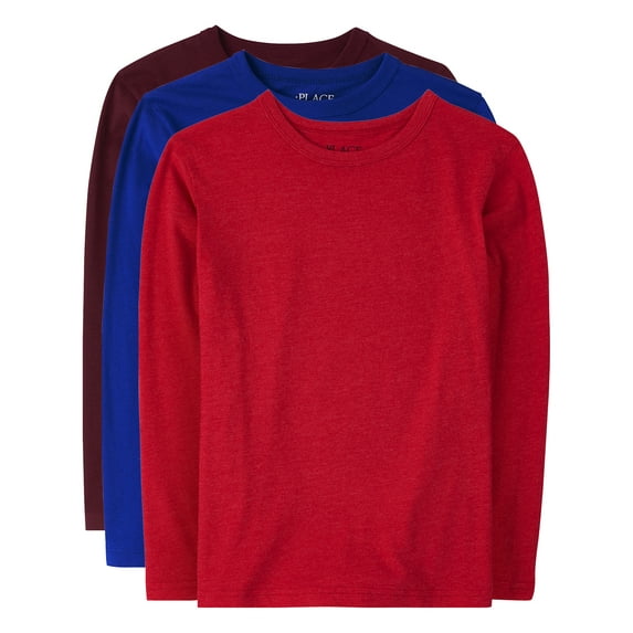 The Children's Place Boys Long Sleeve Layering T-Shirt, 3-Pack, Sizes XS-XXL