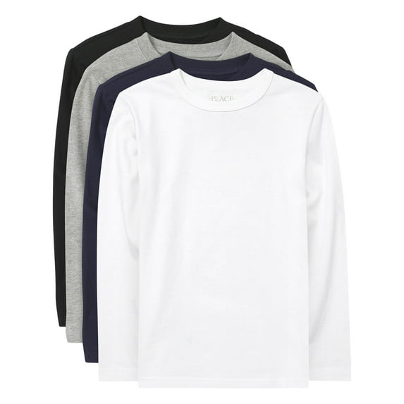 The Children's Place Boys Long Sleeve Layering T-Shirt, 4-Pack, Sizes XS-XXL