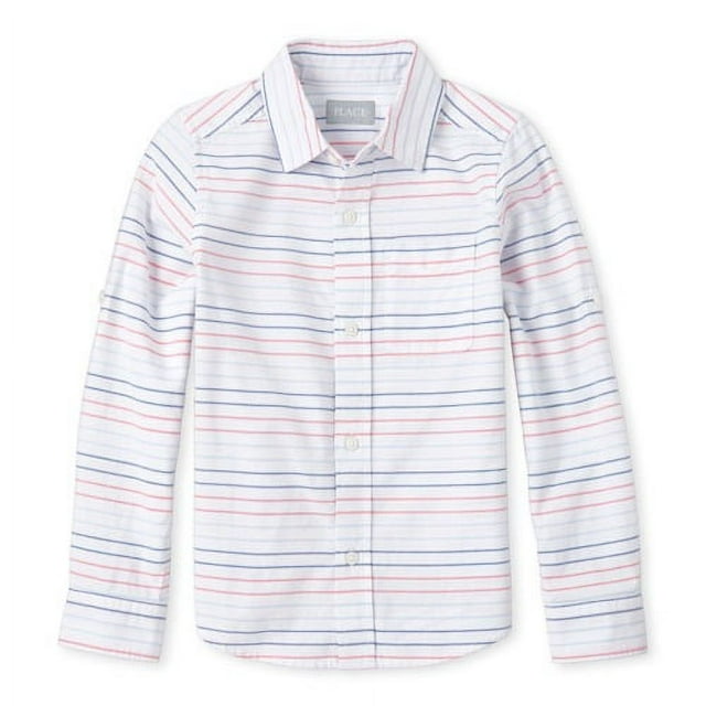 The Children's Place Boys Long Sleeve Oxford Striped Button Down Shirt Sizes 4-16
