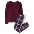 thumbnail image 1 of The Children's Place Boys Long Sleeve Plaid Henley Snug Fit Cotton PJs, Sizes 4-16, 1 of 3