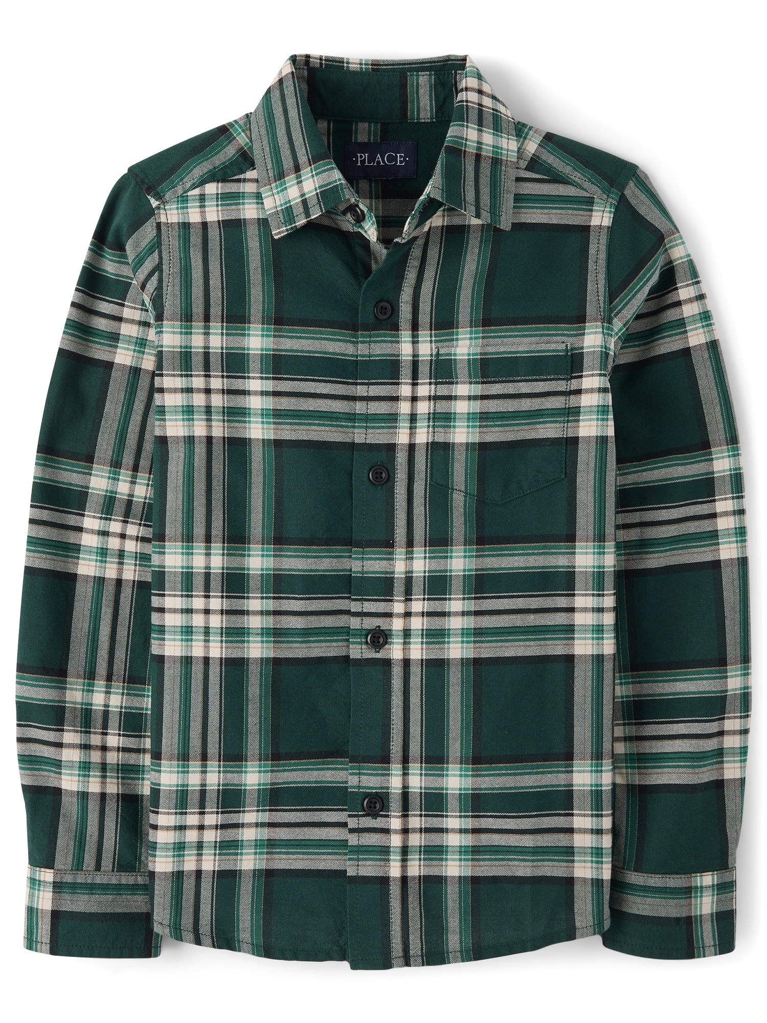 The Children's Place Boys Long Sleeve Plaid Oxford Button Up Shirt, Sizes S-XXL