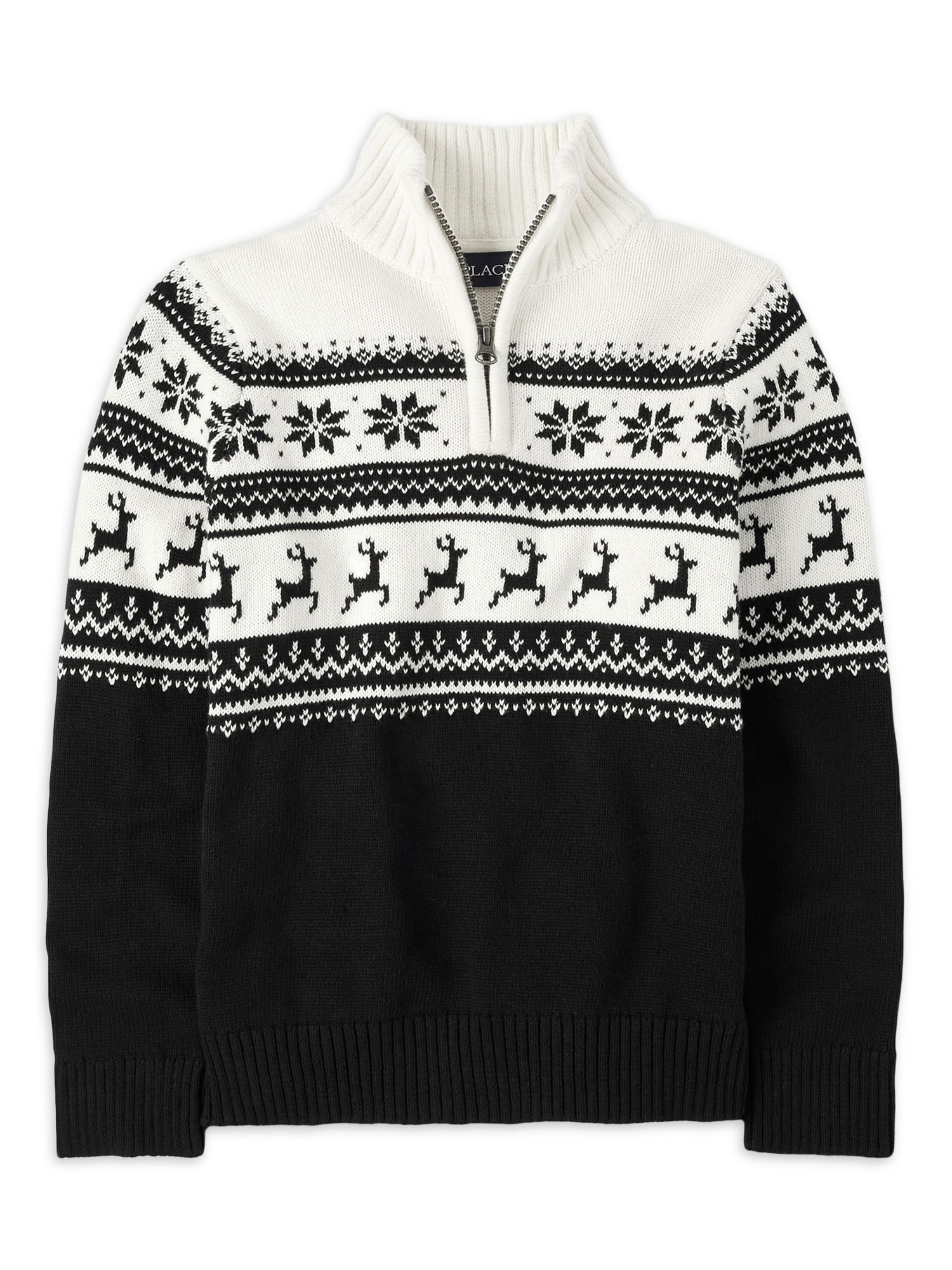 The Children's Place Boys Long Sleeve Quarter-Zip Holiday Sweater ...