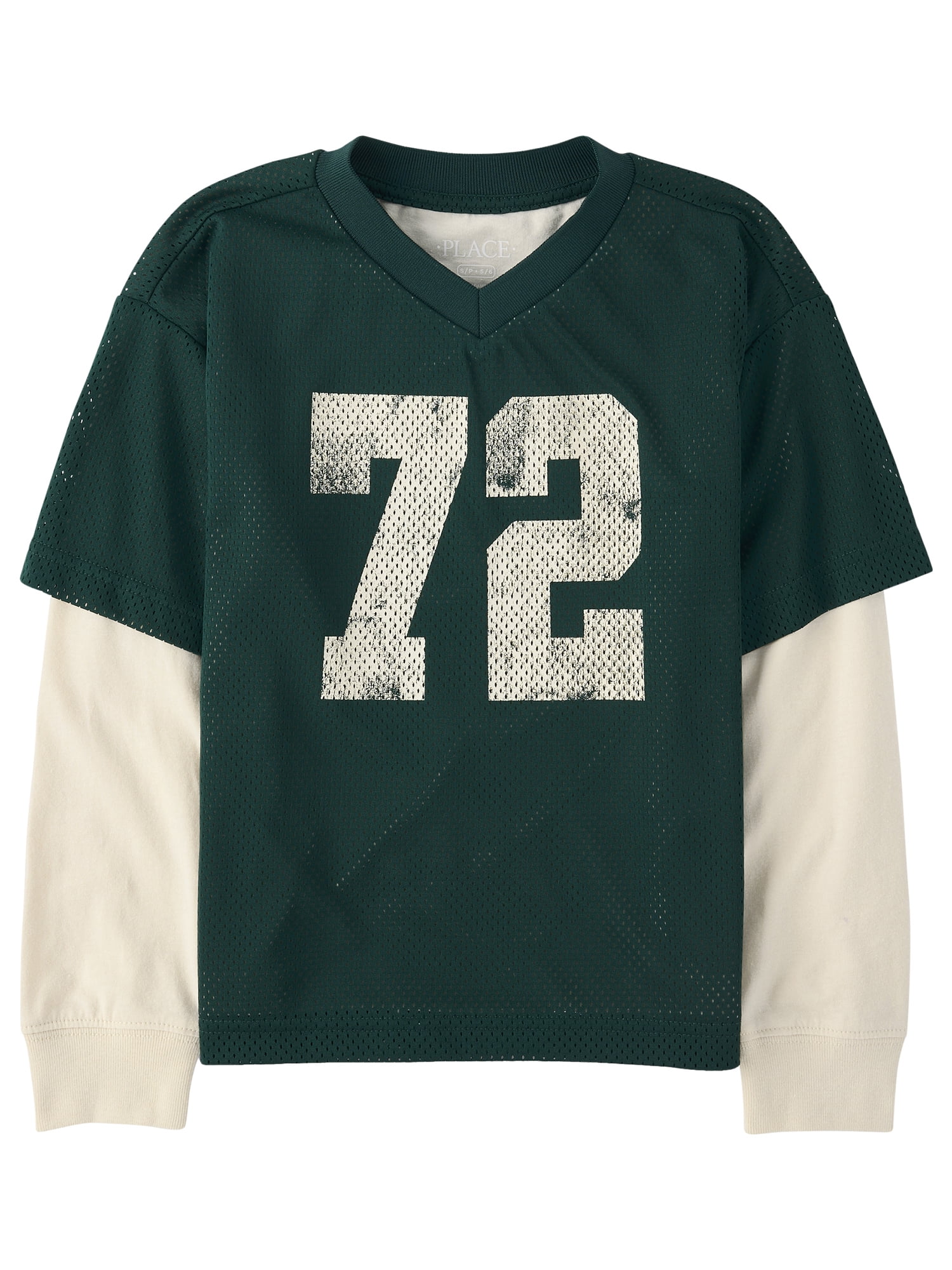 The Children's Place Boys Long Sleeve Quick Dry Varsity Mesh Layered Top, Sizes XS-XXL