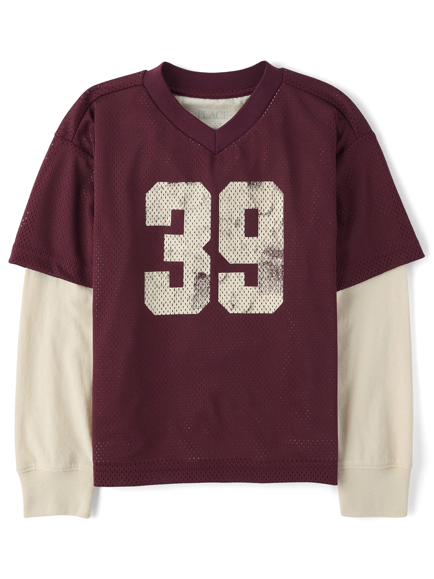 The Children's Place Boys Long Sleeve Quick Dry Varsity Mesh Layered Top, Sizes XS-XXL