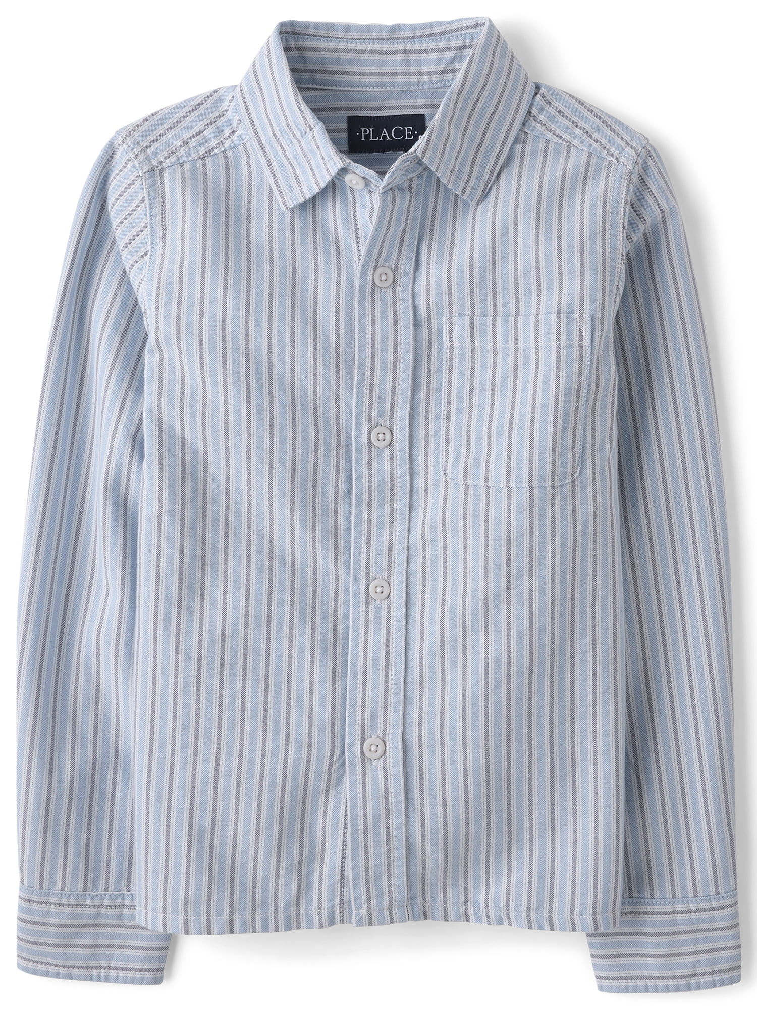 The Children's Place Boys Long Sleeve Striped Oxford Button Up Shirt, Sizes S-XXL