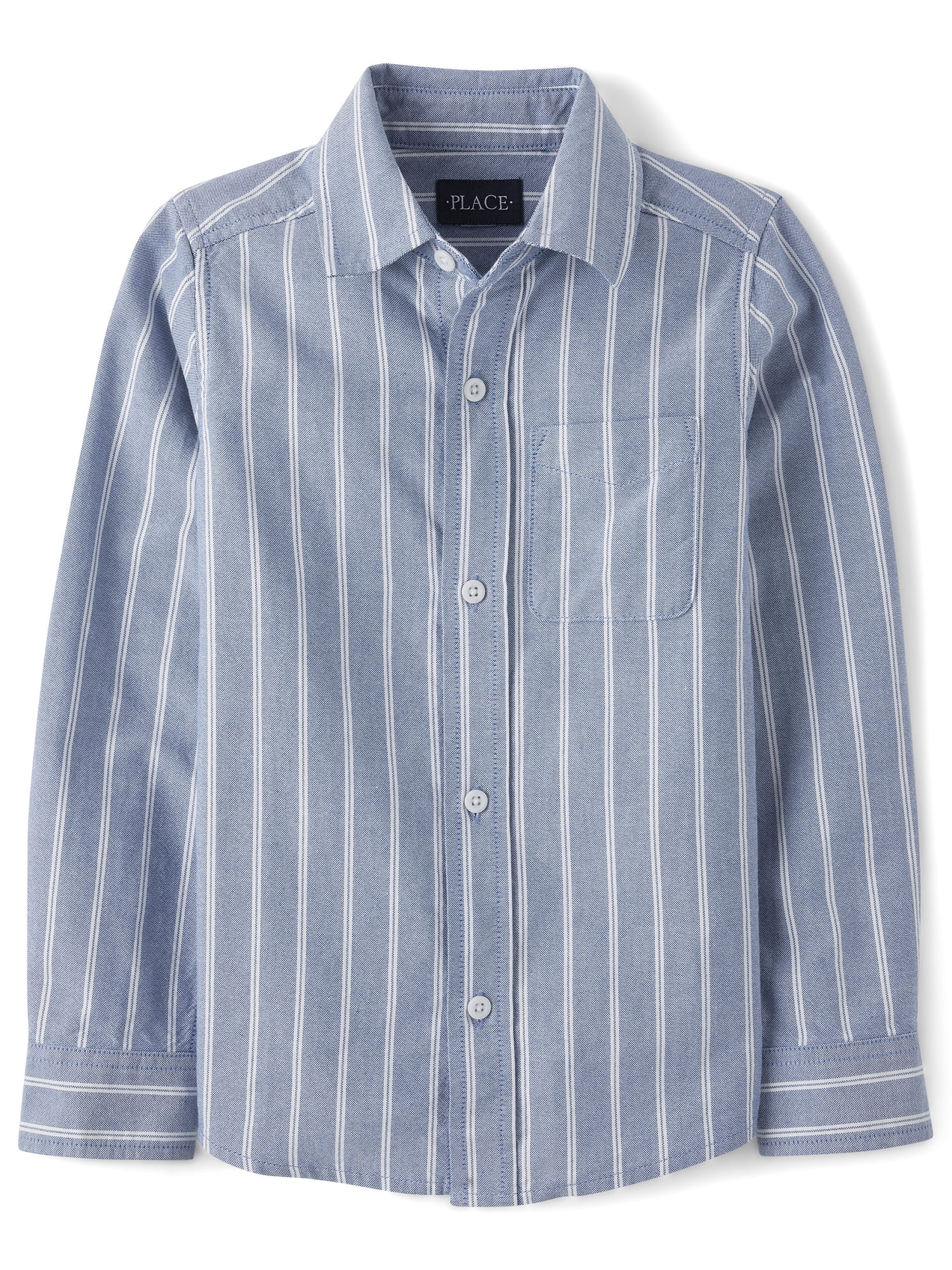 The Children's Place Boys Long Sleeve Striped Oxford Button Up Shirt, Sizes XS-XXL