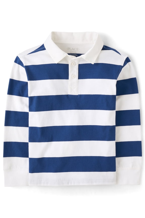 Boys Long Sleeve Striped Rugby Polo, Sizes XS-XXL