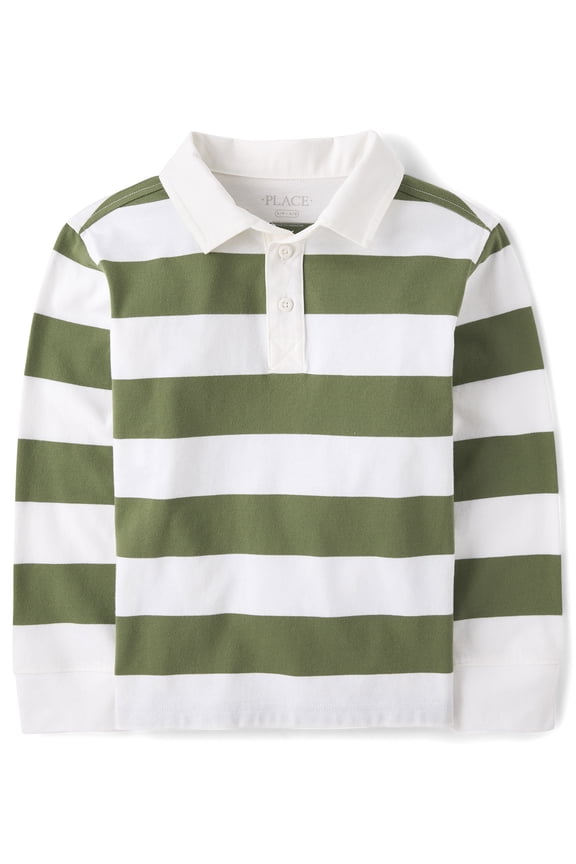 Boys Long Sleeve Striped Rugby Polo, Sizes XS-XXL