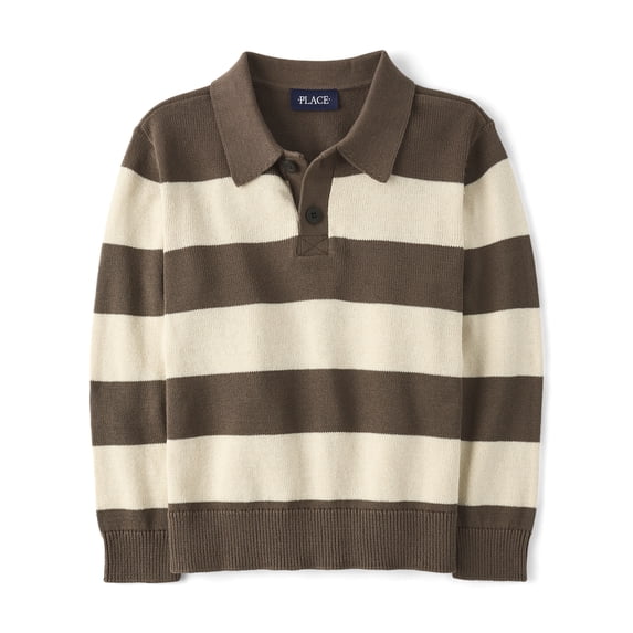 The Children's Place Boys Long Sleeve Striped Rugby Sweater, Sizes XS-XXL