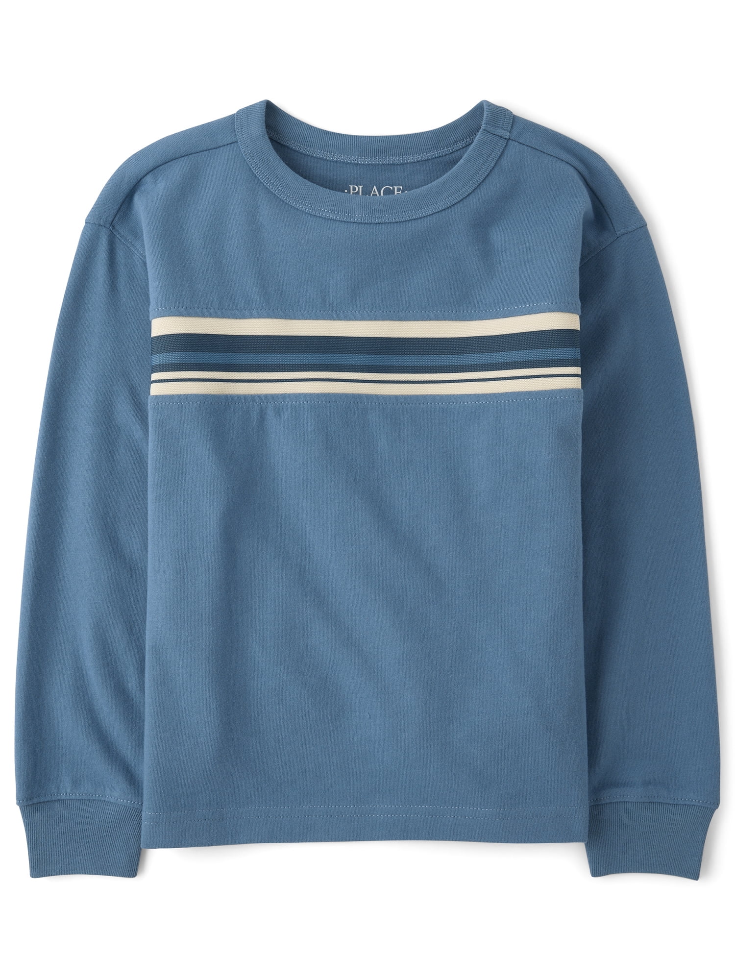 The Children's Place Boys Long Sleeve Striped Sueded Top, Sizes XS-XXL