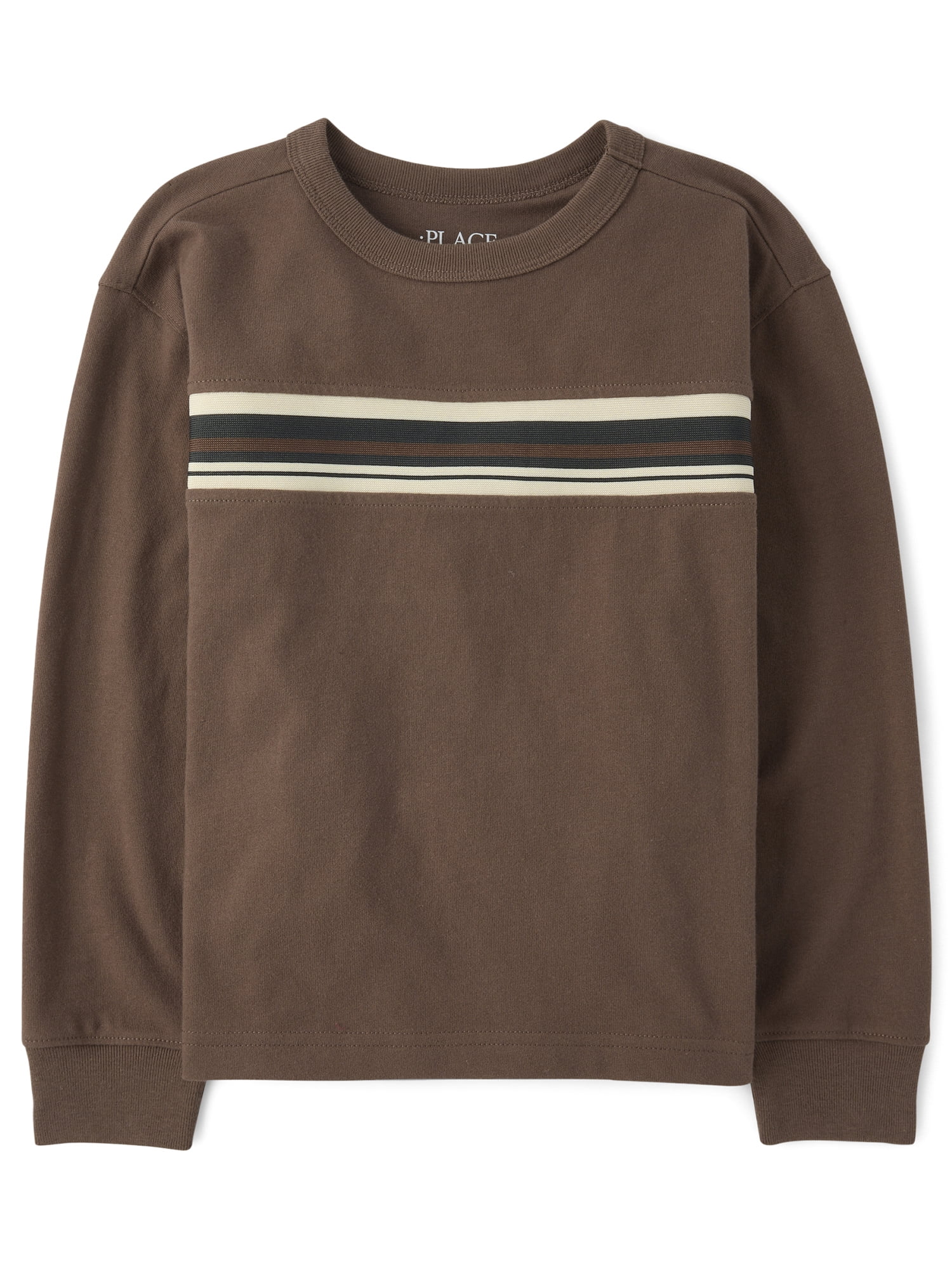 The Children's Place Boys Long Sleeve Striped Sueded Top, Sizes XS-XXL