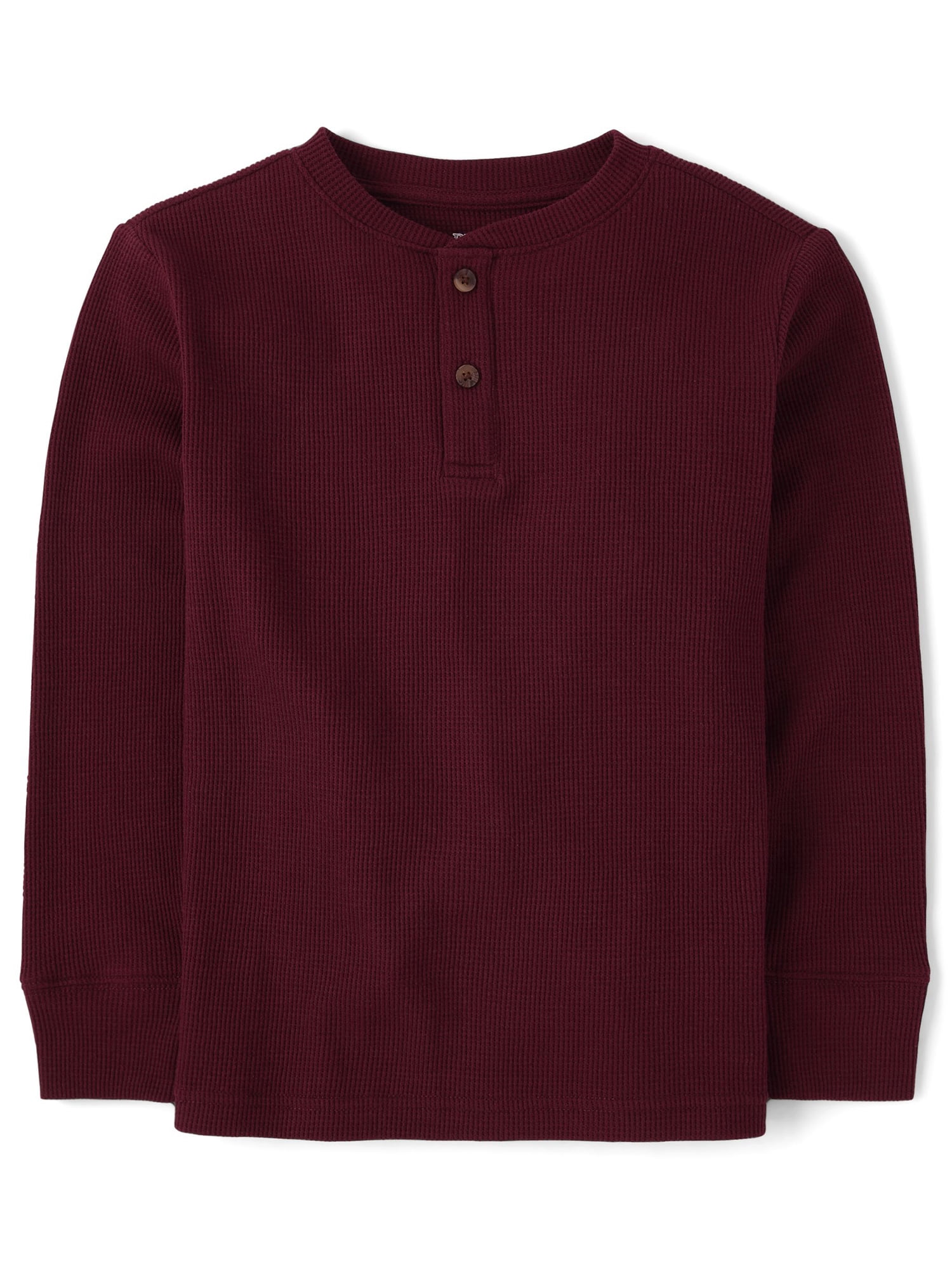 The Children's Place Boys Long Sleeve Thermal Henley Shirt - 60% Cotton/40% Polyester Waffle Knit, Crew Neck, Button Placket