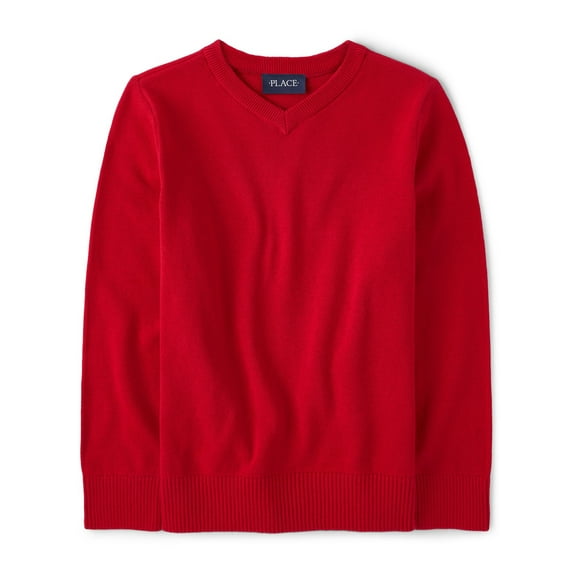 The Children's Place Boys Long Sleeve Solid V-Neck Sweater, Sizes XS-XXL