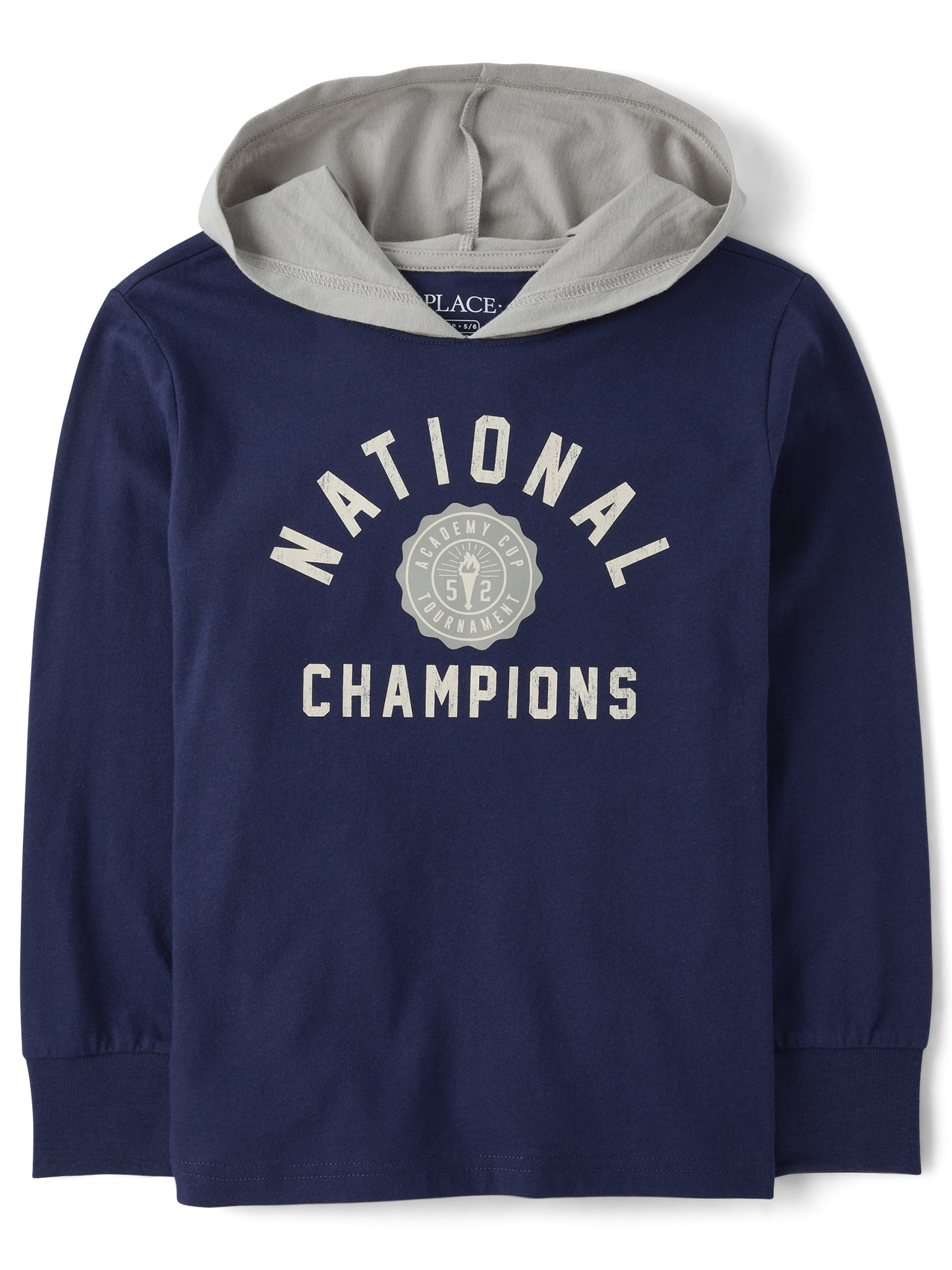 The Children's Place Boys Long Sleeve Varsity Hooded Top, Sizes XS-XXL