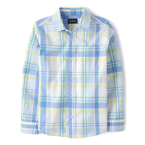 The Children's Place Boys Long Sleeve Woven Button Up Shirt, Sizes XS-XXL