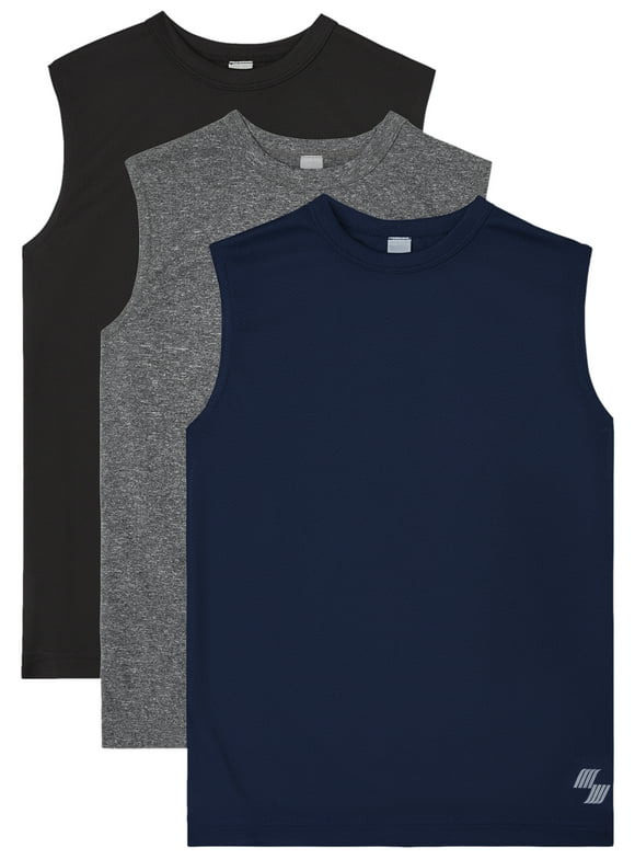 Boys Performance Muscle Tank Top, 3-Pack, Sizes XS-XXL