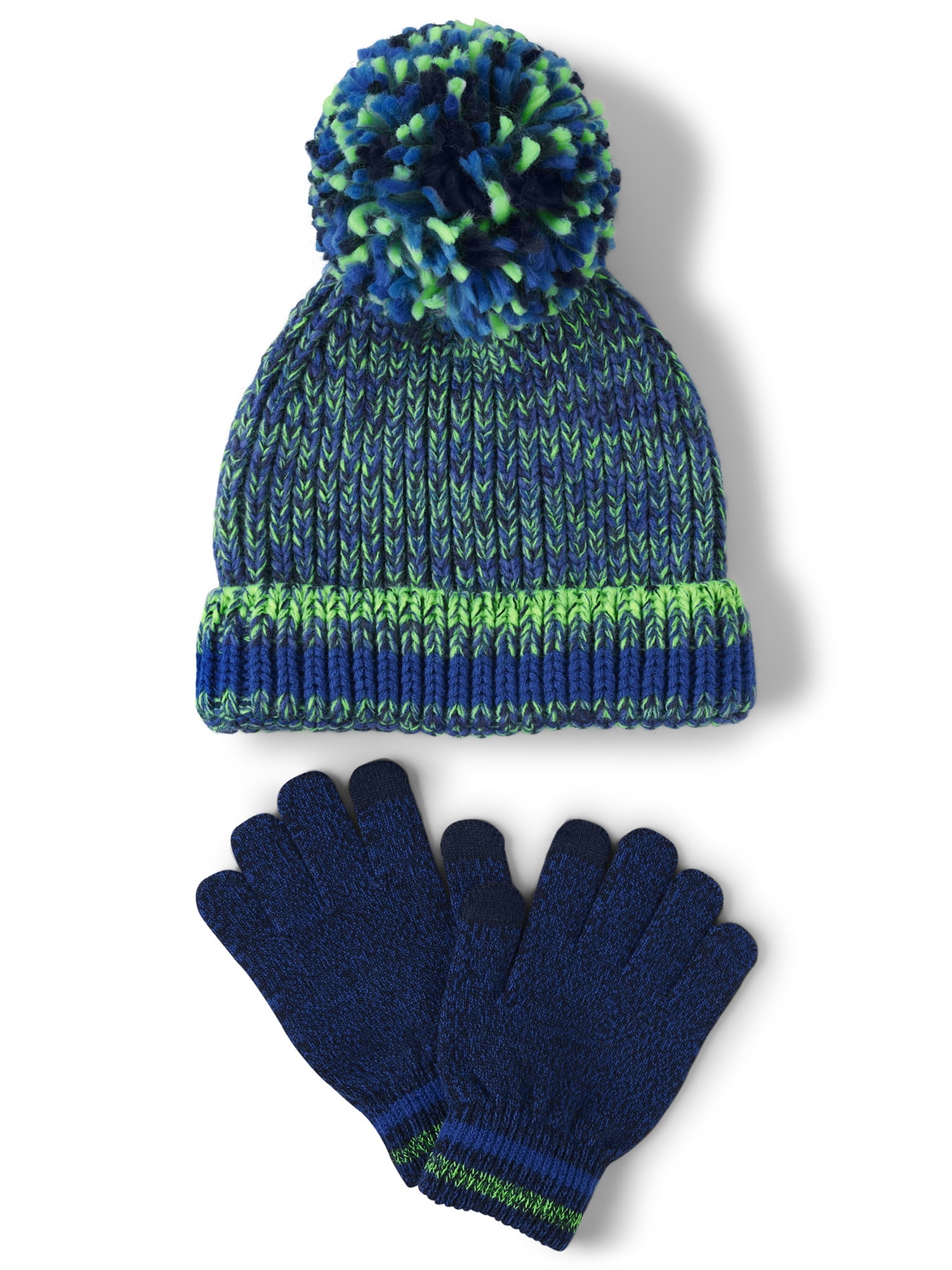 The Children's Place Boys Pom Pom Hat and Gloves, 2-Piece Set, Sizes S-XL
