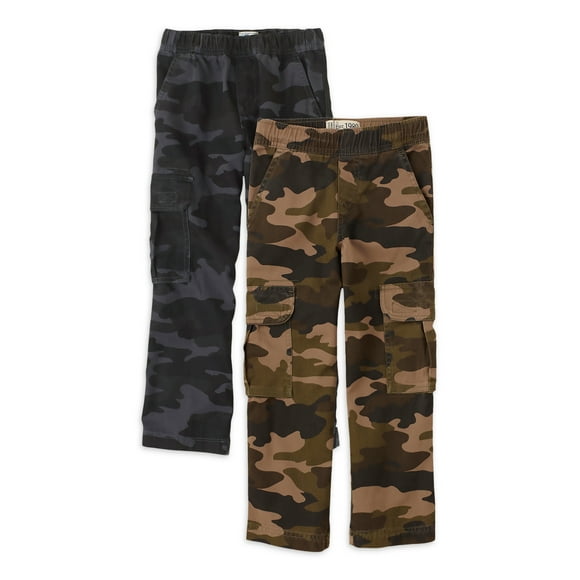 Boys Pull-On Camo Cargo Pant, 2-Pack, Sizes 4-18