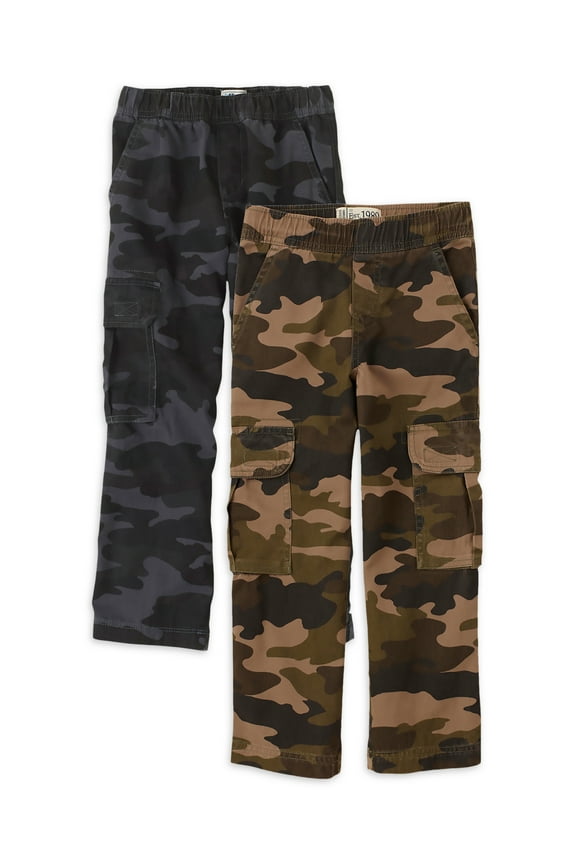 Boys Pull-On Camo Cargo Pant, 2-Pack, Sizes 4-18