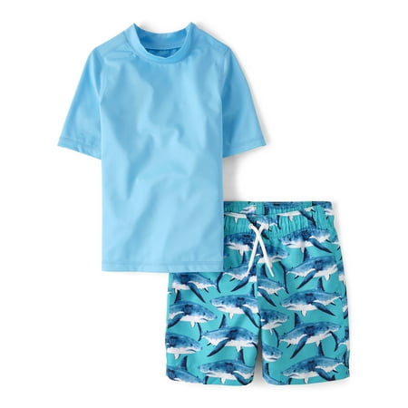 The Children's Place Boys Rashguard & Swim Trunk Set, 2-Piece, Sizes XS-XXL