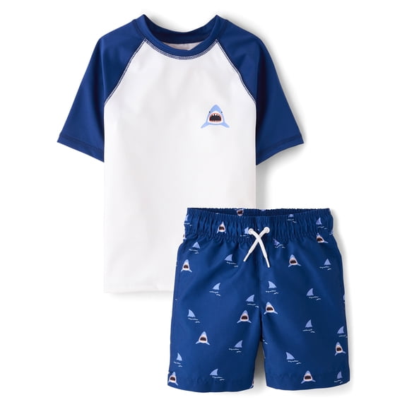 The Children's Place Boys Shark Rashguard Swim Set, 2-Piece, Sizes XS-XXL