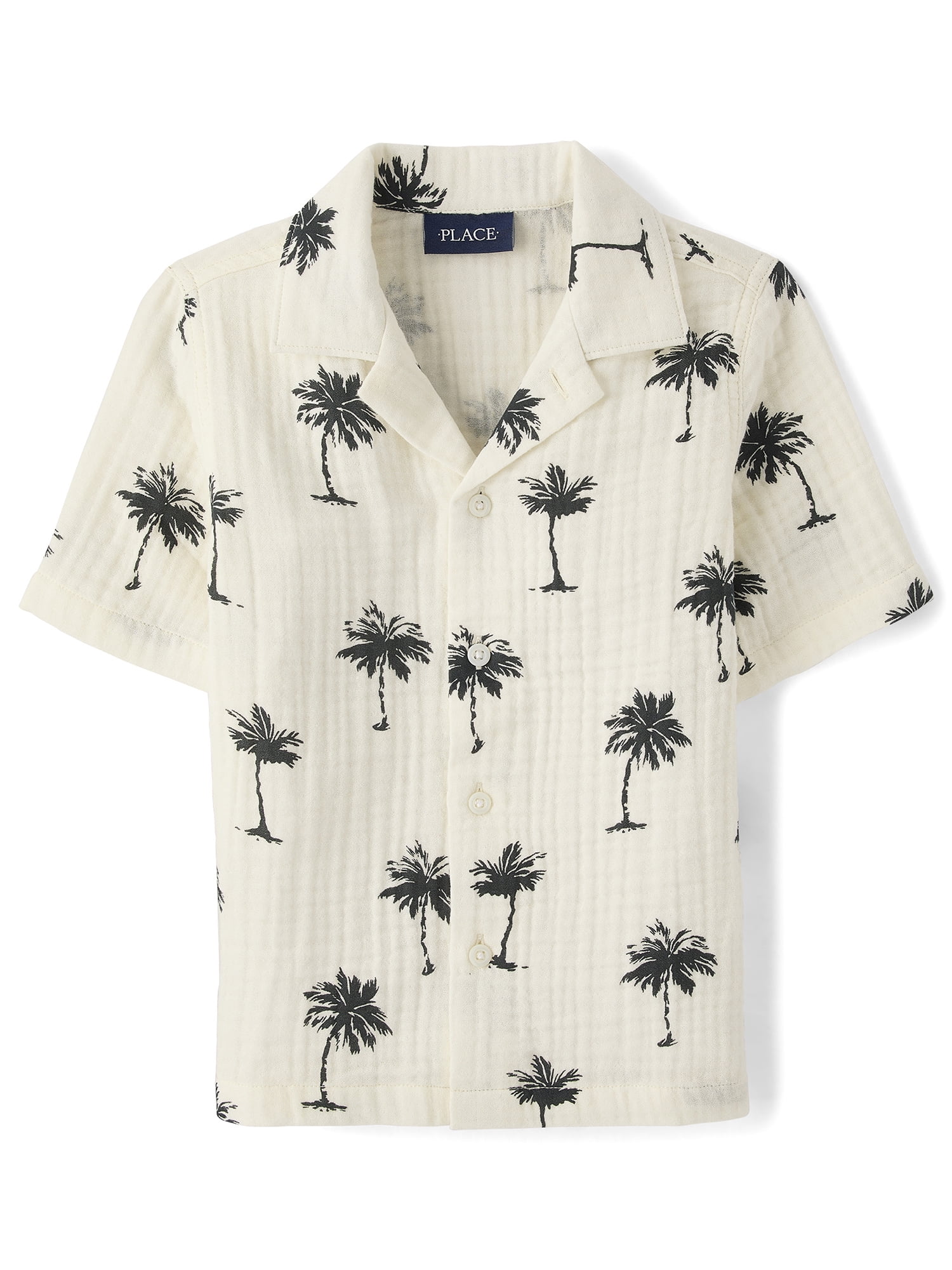 The Children's Place Boys Short Sleeve Allover Print Gauze Button Up Shirt, Sizes S-XXL