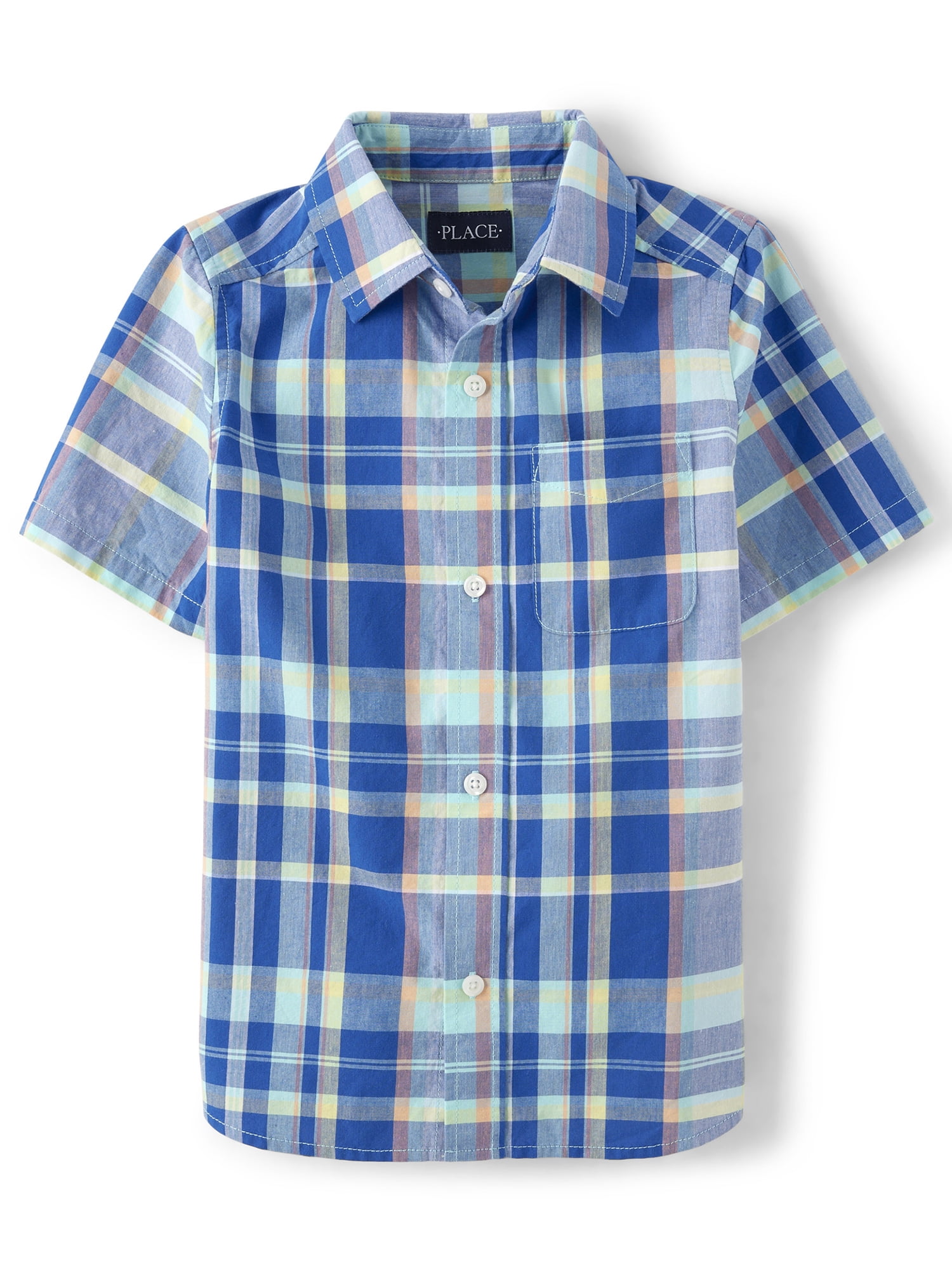 The Children's Place Boys Short Sleeve Plaid Button Up Shirt The Children's Place Boys Short Sleeve Plaid Button Up Shirt